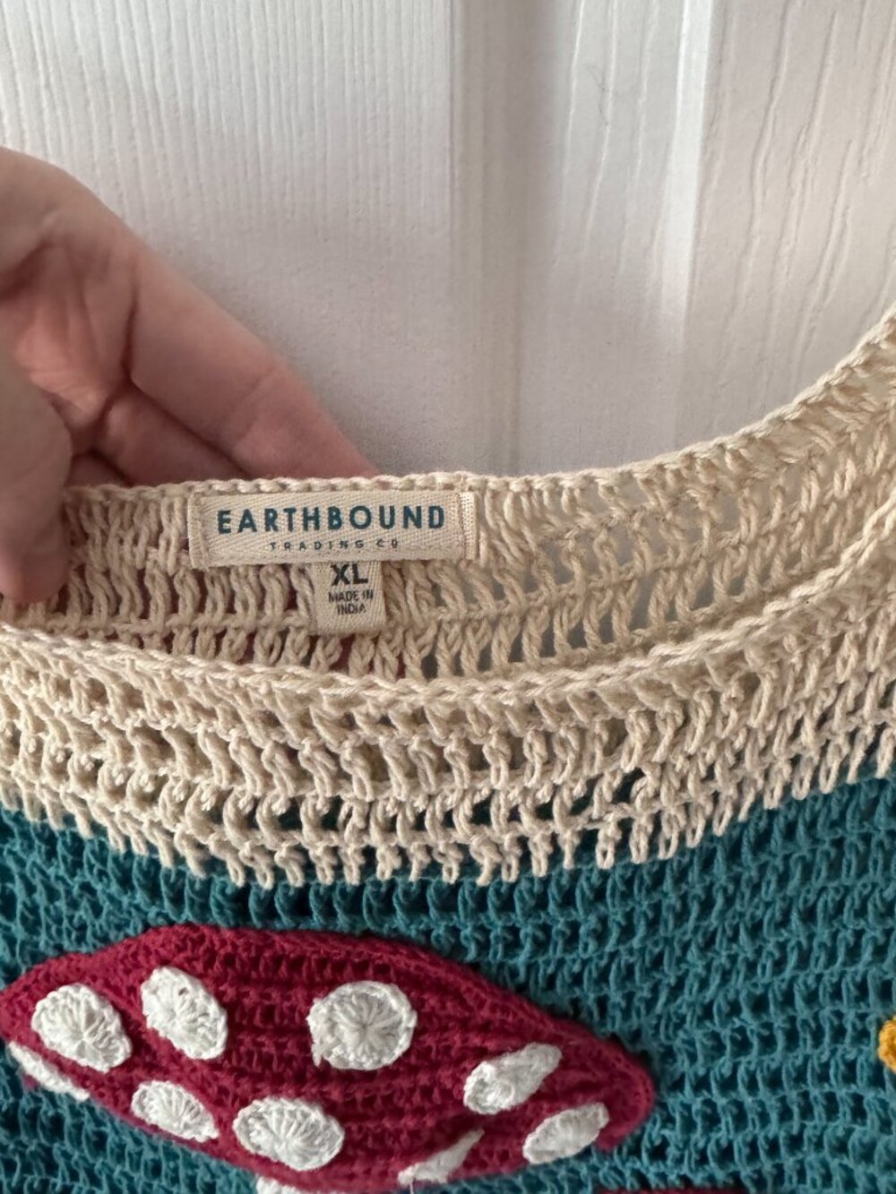 Earthbound Crochet Mushroom Tank Top XL Fairycore Cottagecore Festival Boho - Picture 2 of 3